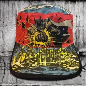 1990s DC Comics Batman Returns Painters Cap – OSFA (smaller head) – Red – AOP